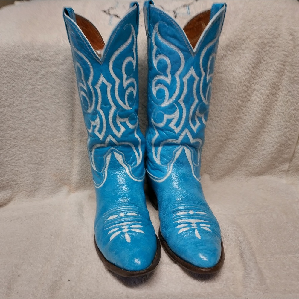 Blue and White Dan Post Boots